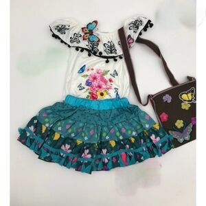 Floral and Butterfly Dress with Matching Bag